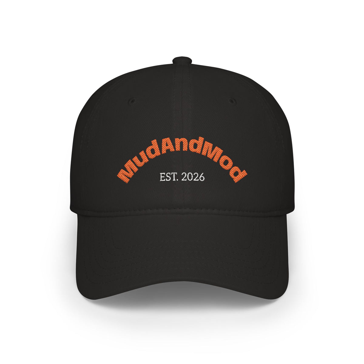 MudandMod EST. 2026 Low Profile Baseball Cap — Embroidered Black Casual Hat