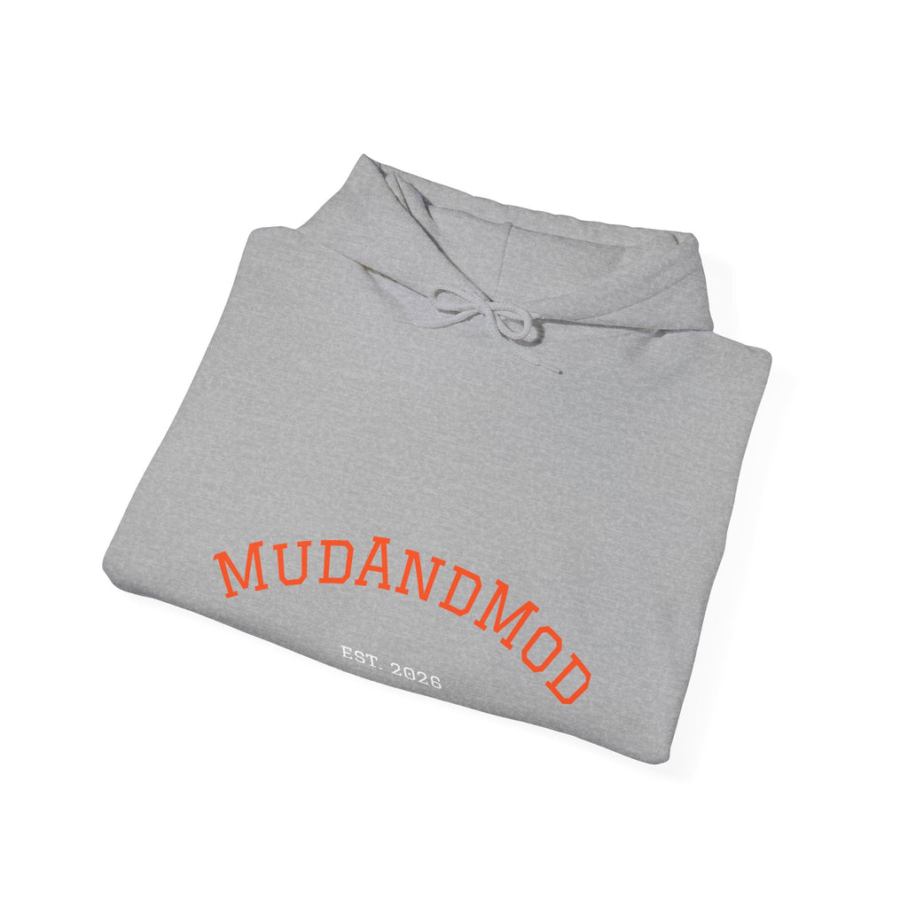 MudAndMod Established 2028 Hoodie — Vintage Collegiate Black Pullover