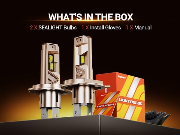 SEALIGHT H4 LED Bulbs, 66000LM Super Brighter, 6500K Cool White 9003 Driving Light Bulbs, 1:1 Size S6-Pro HB2 9003 Fog Light, IP68 With Cooling Fan, Plug and Play, Pack of 2