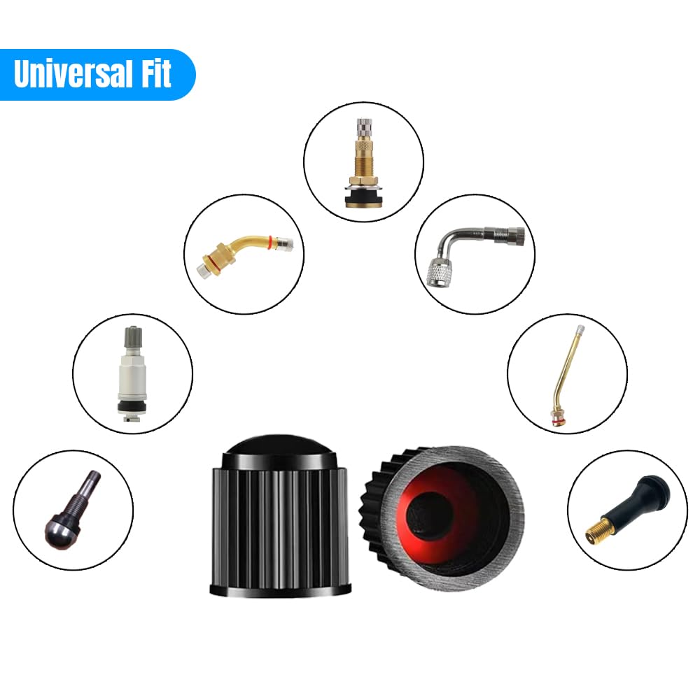 Tire Valve Stem Caps The Upgraded Version has a Sealing Ring for Car, Motorbike, Trucks, Bike, Bicycle （Black） (24)