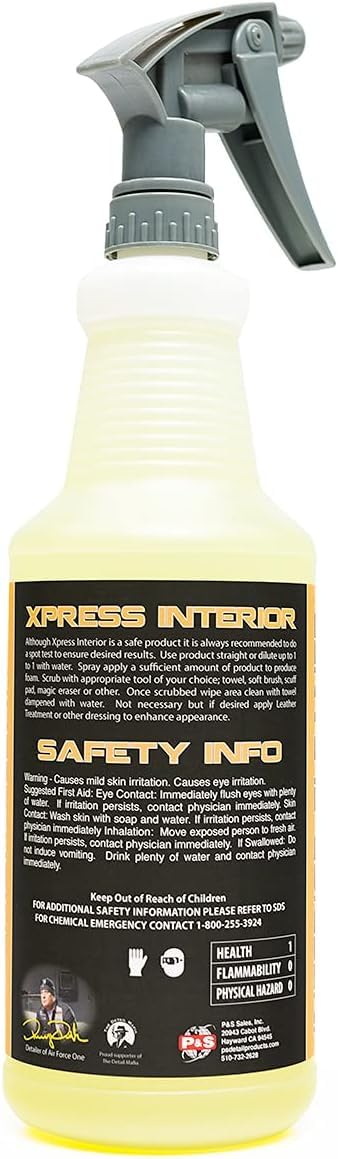 P & S PROFESSIONAL DETAIL PRODUCTS Xpress Interior Cleaner – Safe for Leather, Vinyl, Plastic & More, Removes Dirt, Grease & Oil, No Residue, Fresh Scent, No Dilution Needed - 1 Gallon