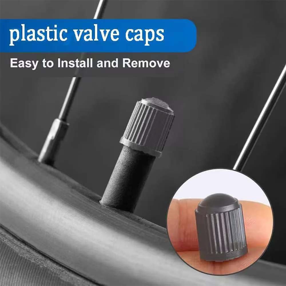 Tire Valve Stem Caps The Upgraded Version has a Sealing Ring for Car, Motorbike, Trucks, Bike, Bicycle （Black） (24)