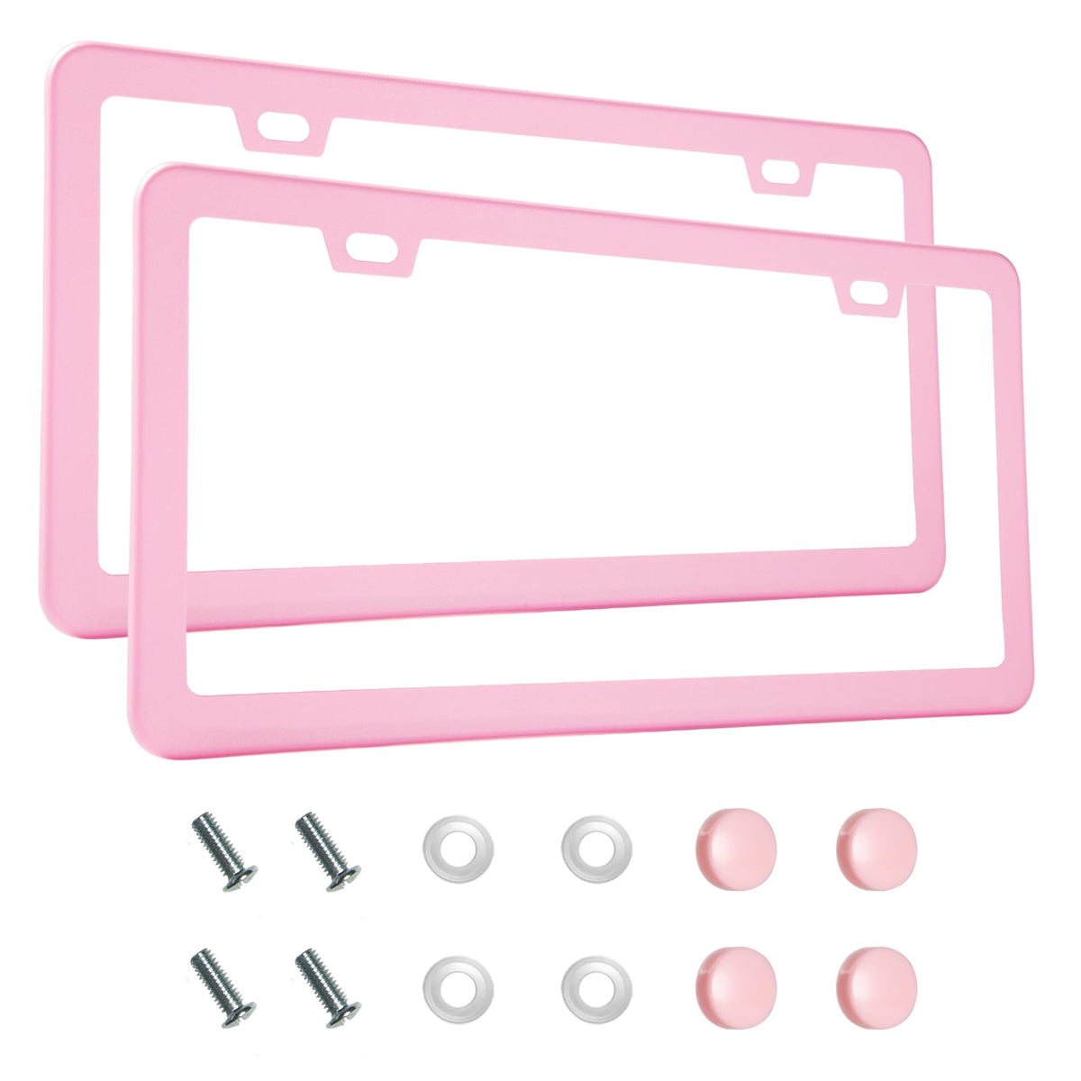 2PCS Premium Matte Black License Plate Frames, Solid Rust-Proof Aluminum Holder with 2 Holes, Universal Car Frame for Women and Man, Including Screws, by Lengnoyp.
