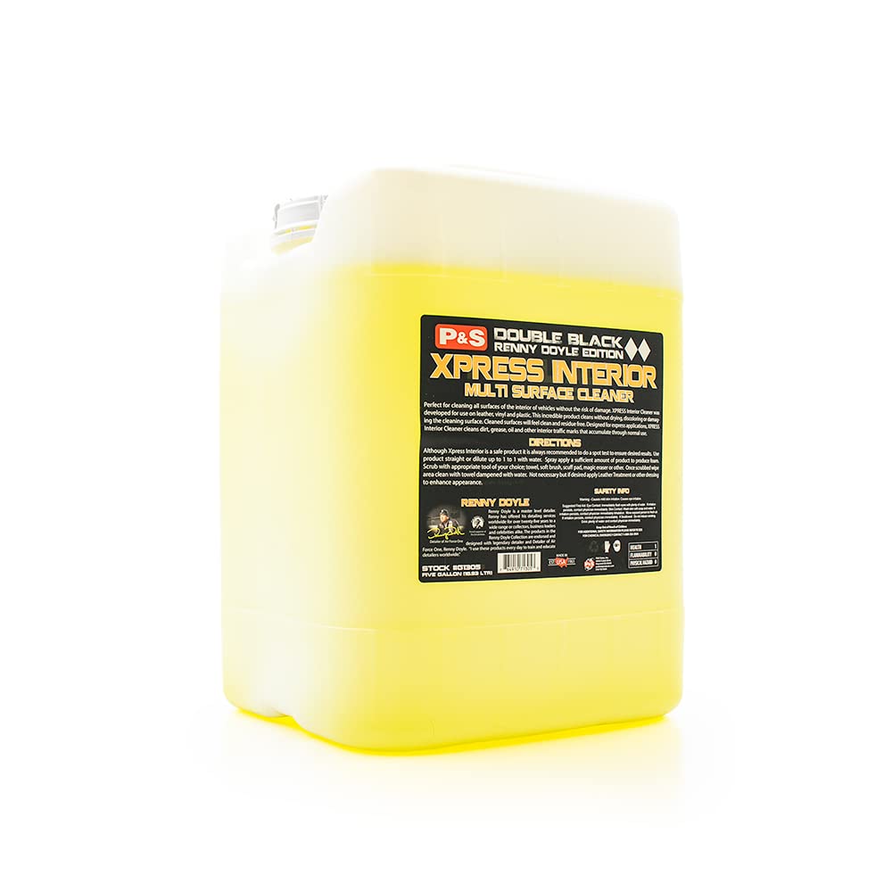 P & S PROFESSIONAL DETAIL PRODUCTS Xpress Interior Cleaner – Safe for Leather, Vinyl, Plastic & More, Removes Dirt, Grease & Oil, No Residue, Fresh Scent, No Dilution Needed - 1 Gallon