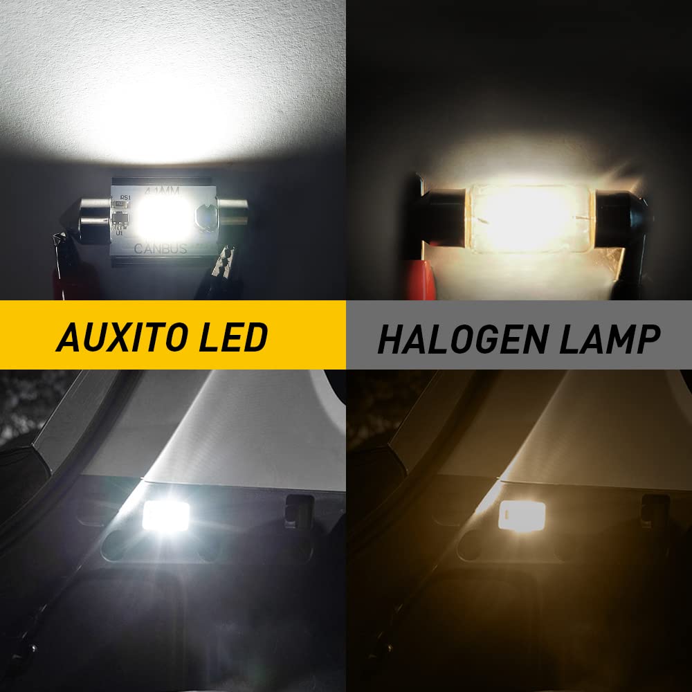 AUXITO 194 LED Bulb 6000K White Dome Light, 168 2825 W5W T10 Wedge 24-SMD 3014 Chipsets Error Free LED Replacement Light for Car Interior LED Dome Map Door License Marker Lights, Pack of 10