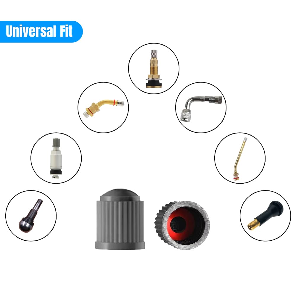 Tire Valve Stem Caps The Upgraded Version has a Sealing Ring for Car, Motorbike, Trucks, Bike, Bicycle （Black） (24)