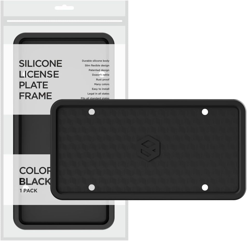 Rightcar Solutions Silicone License Plate Frame, Black (1 Pack)