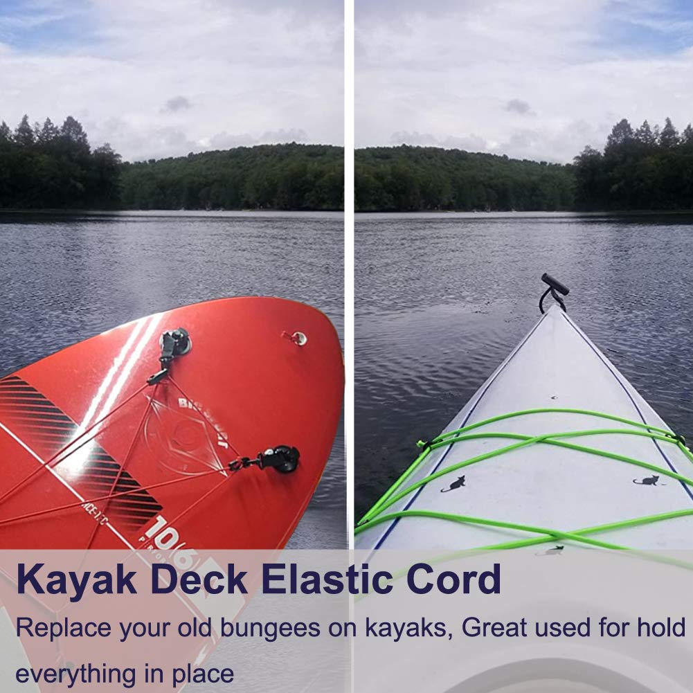 1/8" x 25' Bungee Shock Cord - Elastic Nylon Cords Kayak Stretch String Rope & Tie Down Trailer Strap, Marine Grade