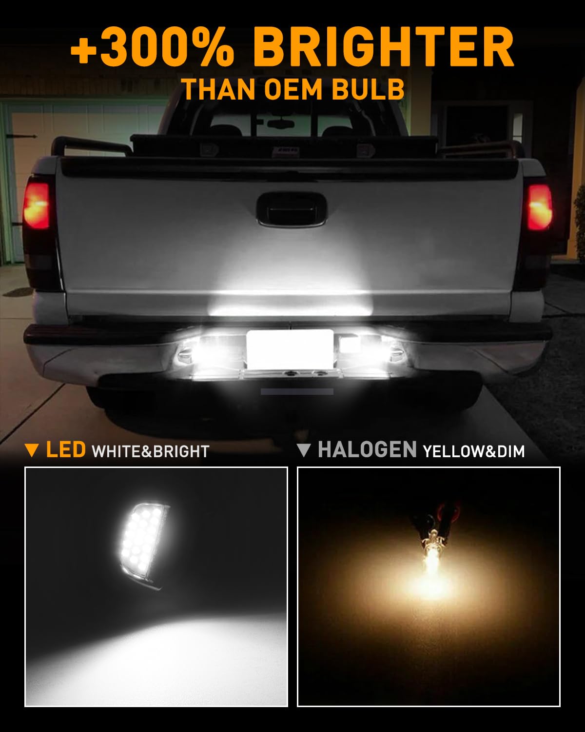 LESAUCE Full LED License Plate Light Tag Lamp Assembly Replacement for Chevy Silverado 1500 2500 3500 Suburban Tahoe GMC Sierra Yukon XL for Escalade, 6000K White, Pack of 2