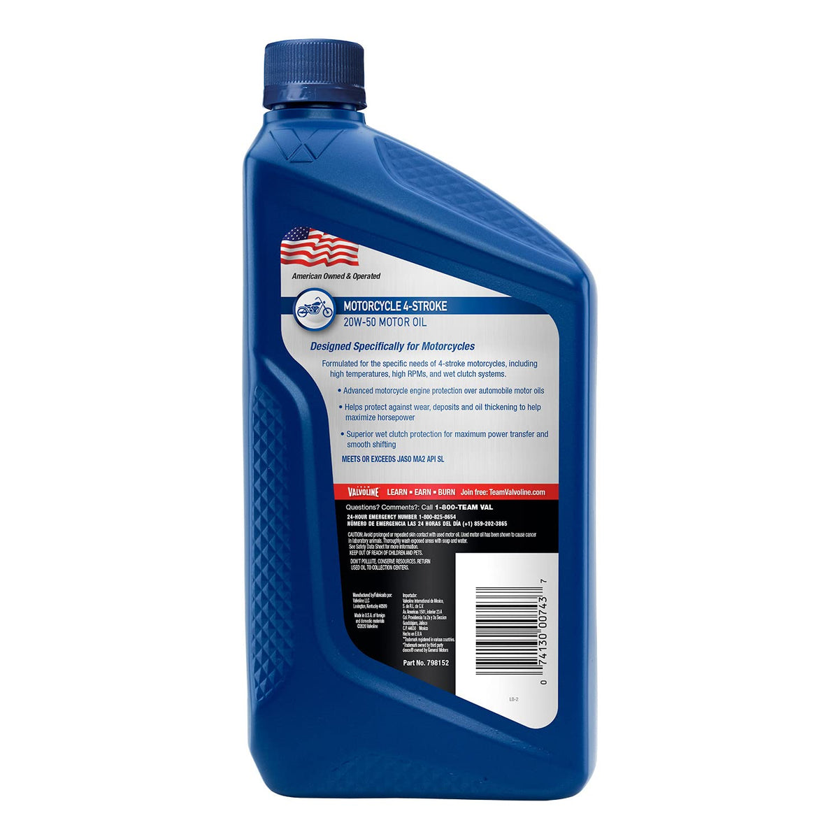 Valvoline 4-Stroke Motorcycle Full Synthetic 10W-40 Motor Oil 1 Quart