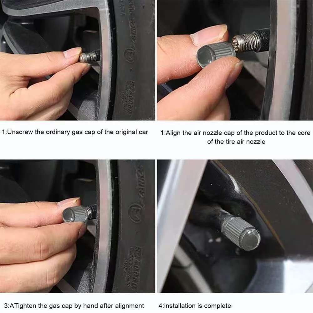 Tire Valve Stem Caps The Upgraded Version has a Sealing Ring for Car, Motorbike, Trucks, Bike, Bicycle （Black） (24)