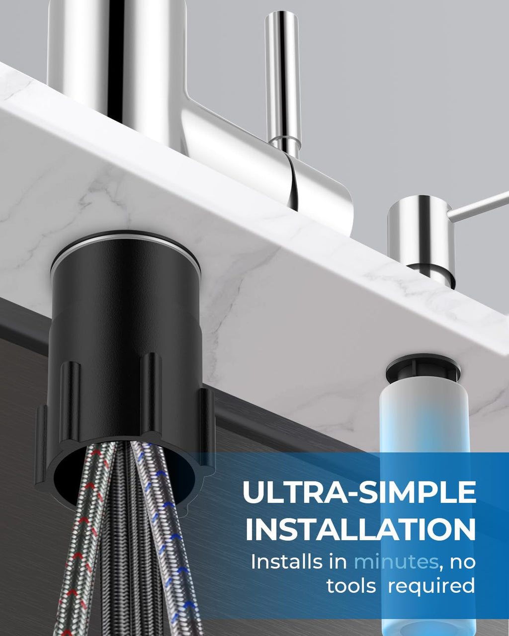 WEWE High-Arc Pull-Down Kitchen Faucet, Brushed Nickel, 3-Mode Sprayer
