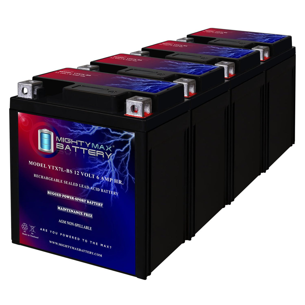 Mighty Max Battery YTX7L-BS -12 Volt 6 AH, 100 CCA, Rechargeable Maintenance Free SLA AGM Motorcycle Battery