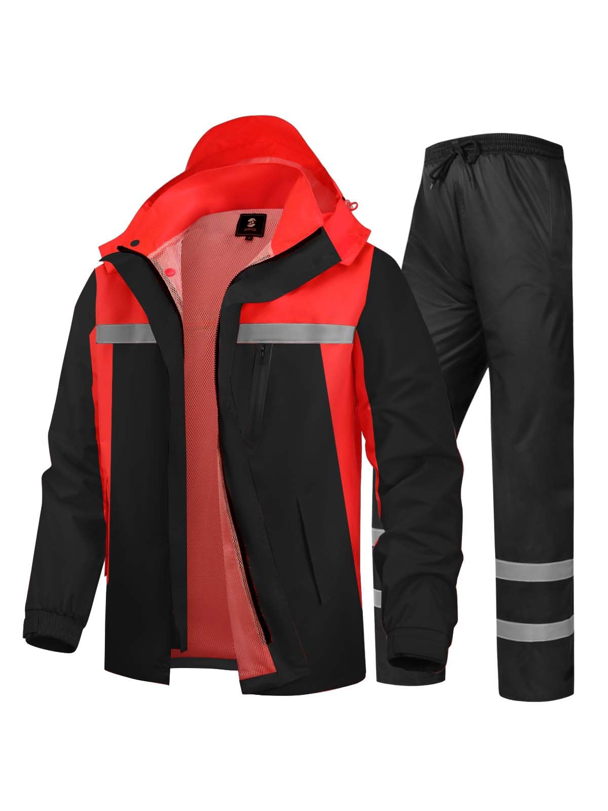 Men's Rain Suit High Visibility Reflective Work Rain Jacket Pants for All Sport Farm Fishing Motorcycle