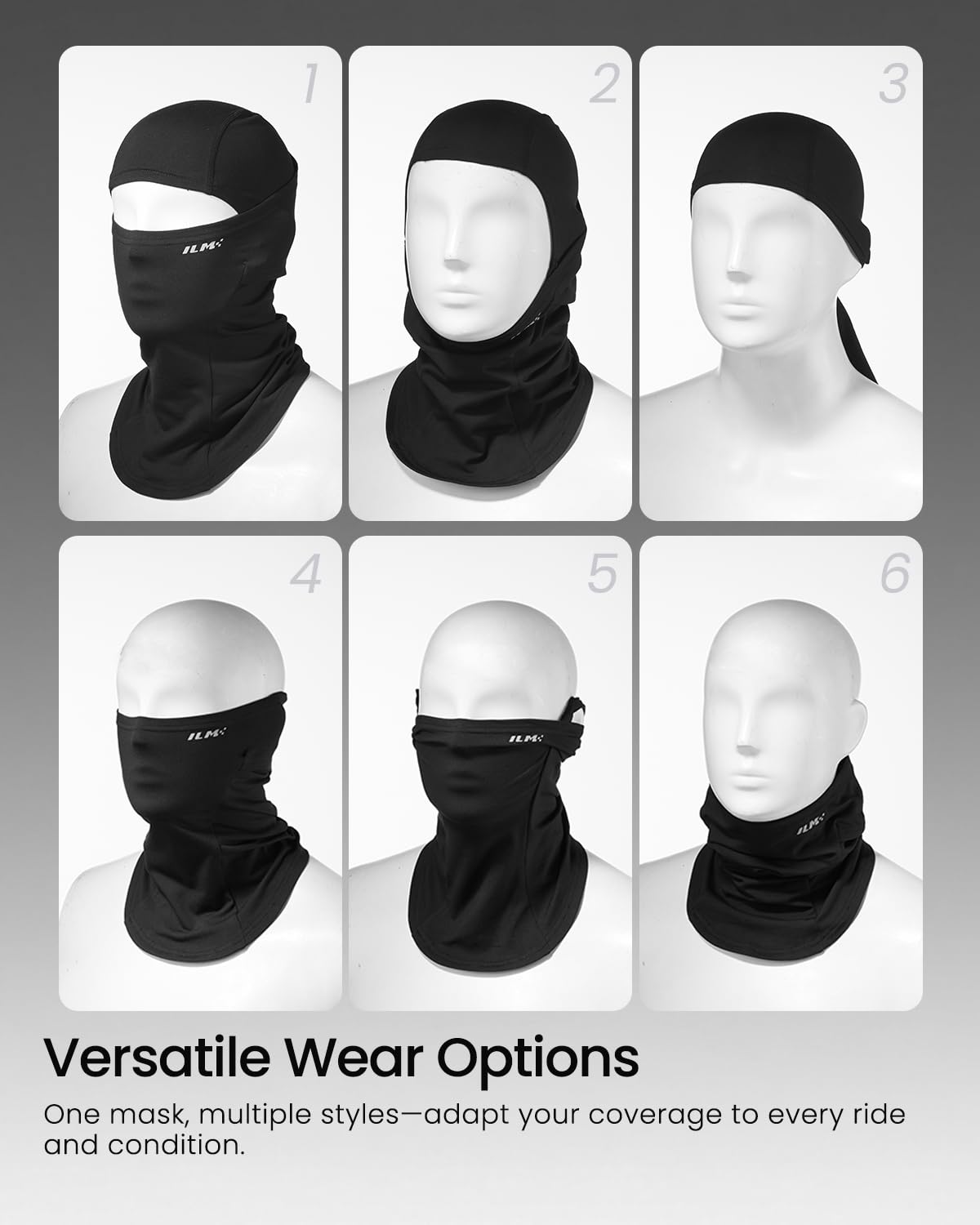 ILM Adult Motorcycle Balaclava Face Mask for Ski FM01A Men Women Black