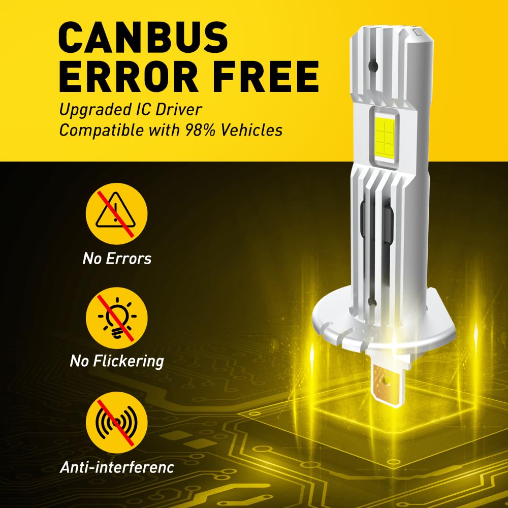 AUXITO H11 H8 H9 LED Bulbs, 80000LM 15X Brighter, 5-Min Plug and Play, 6500K Daylight, 60000H Lifespan, Error-Free, Pack of 2