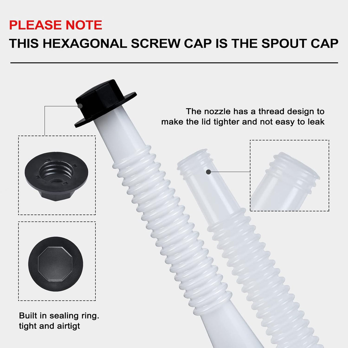 Gas Can Spout Replacement Kit, Gas Can Nozzle Replacement (2 Kits-White)
