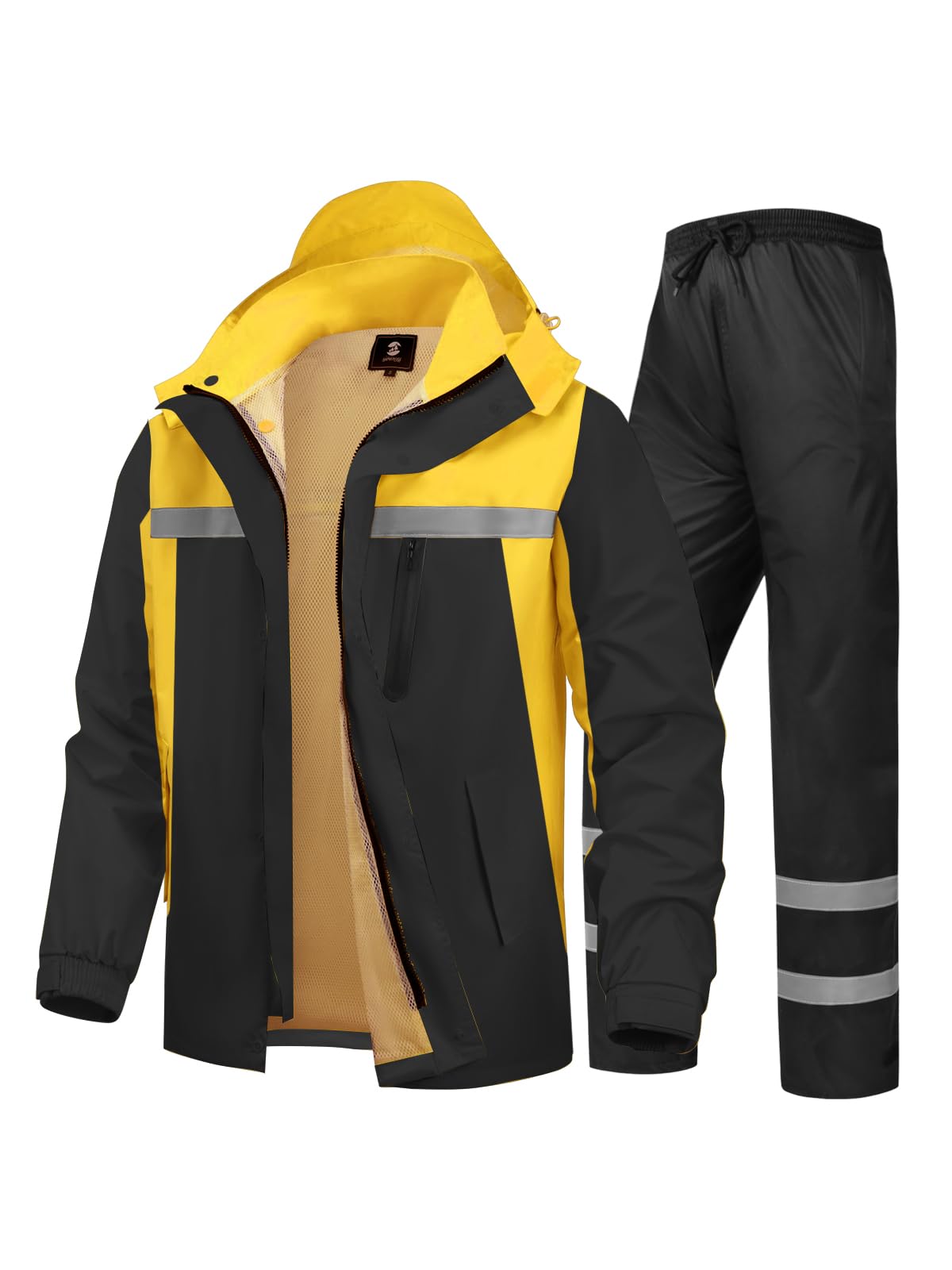Men's Rain Suit High Visibility Reflective Work Rain Jacket Pants for All Sport Farm Fishing Motorcycle