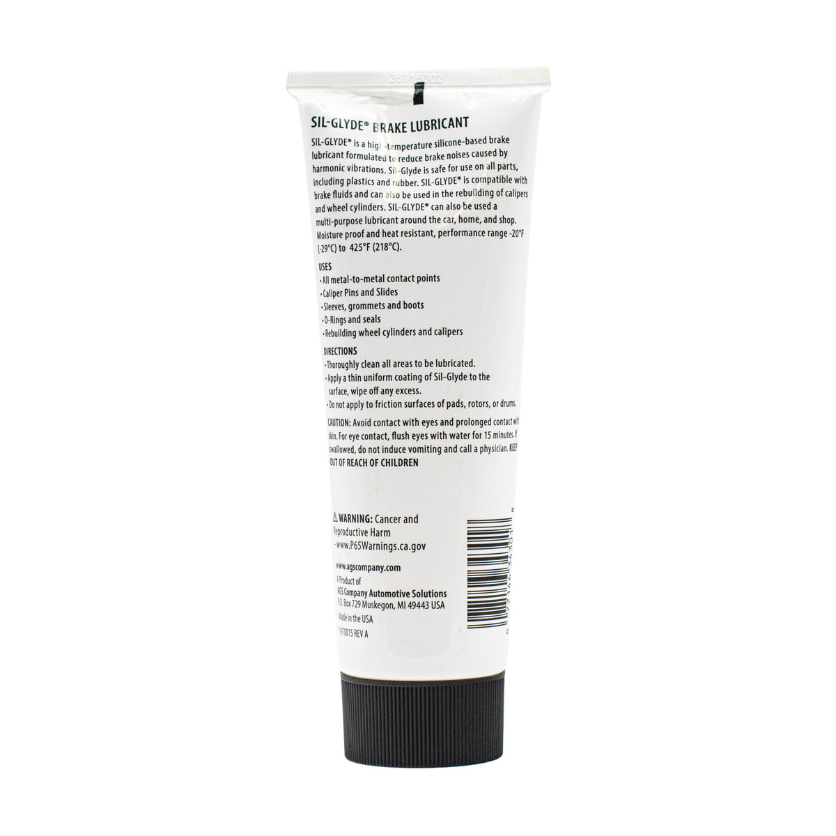 AGS SIL-Glyde 4 oz Tube Silicone Based Brake Assembly Lubricant for Eliminating Disc Brake Squeal - Moisture Proof, Heat Resistant, Rust and Corrosion Protector