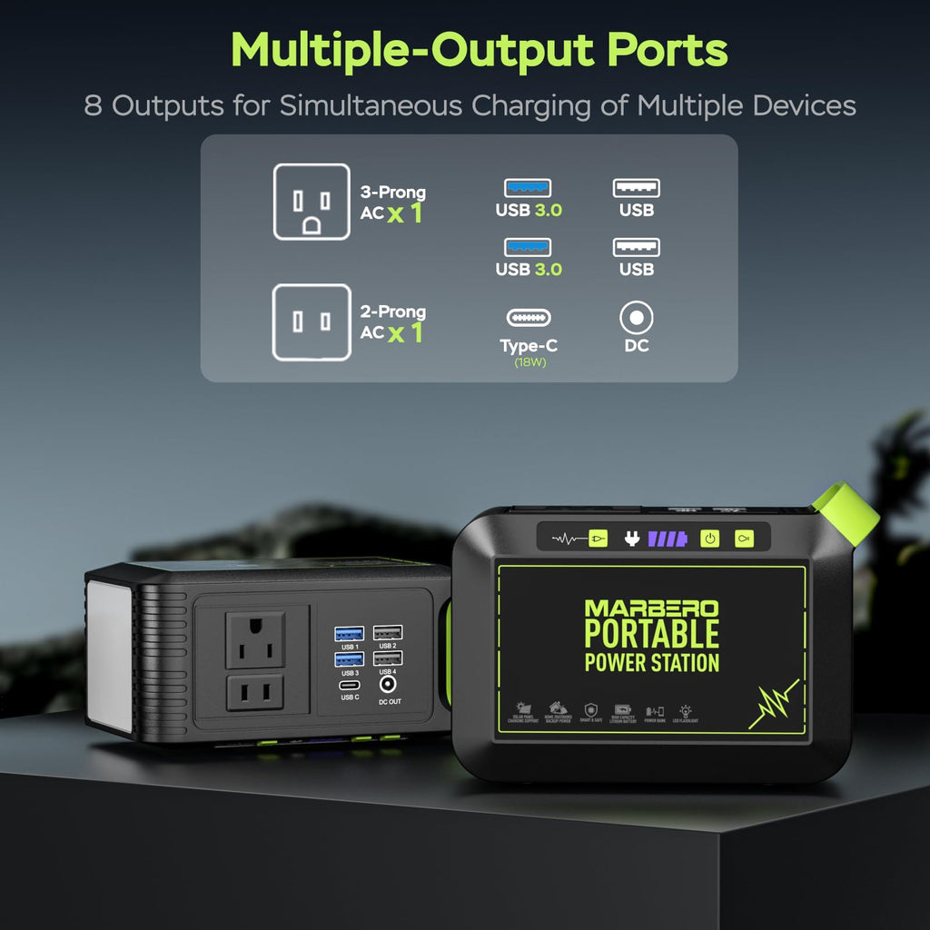 MARBERO Portable Power Station 88Wh, 120W Surge, Solar Generator 24,000mAh