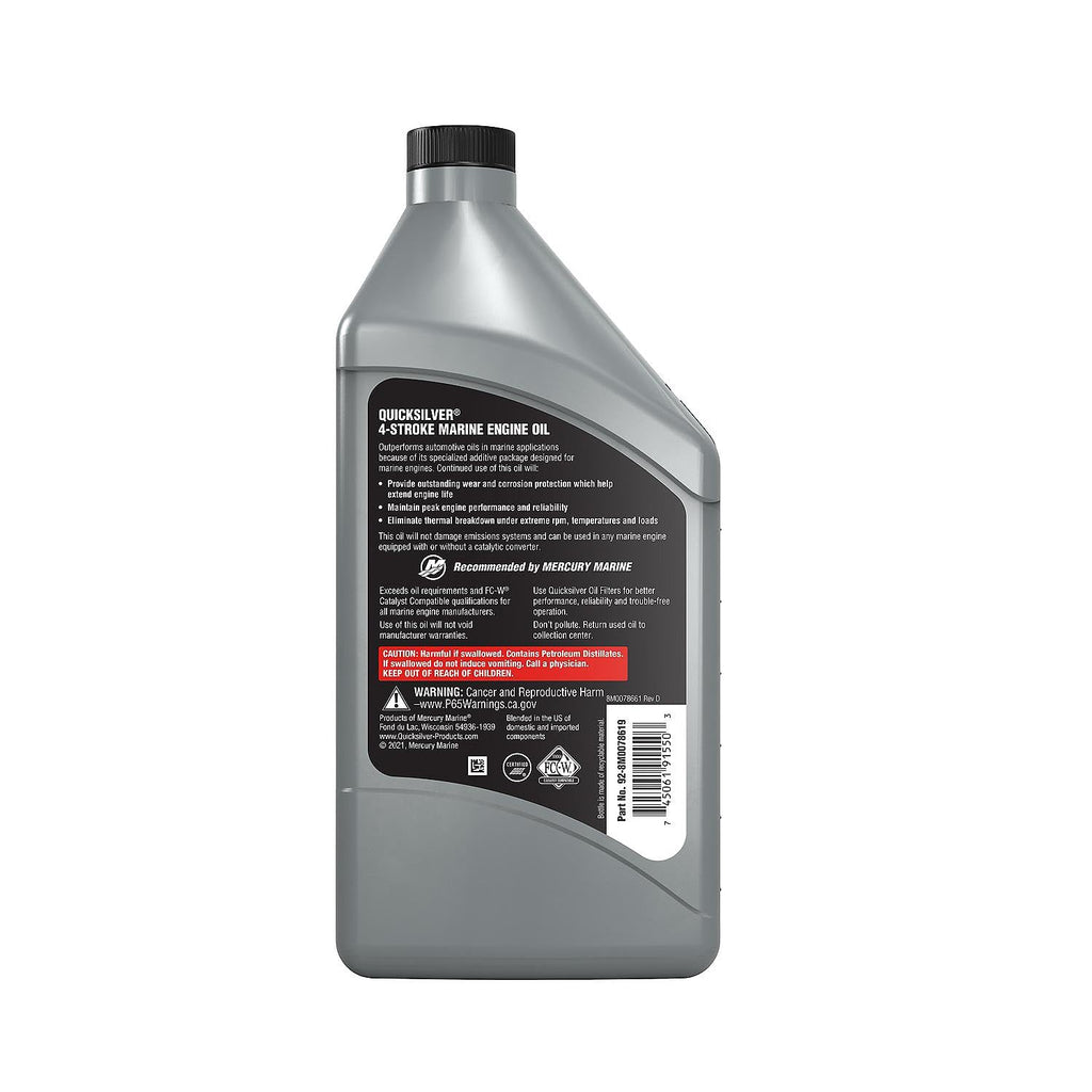 Quicksilver 25W-40 4-Stroke Marine Engine Oil for Outboards, 1 Gallon