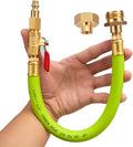 Lead -Free Brass 16.9" Winterize Sprinkler System RV Motorhome Boat Camper and Travel Trailer: Air Comp Quick-Connect Plug To 3/4" Garden Hose Faucet Blow Out Adapter Fitting with Valve