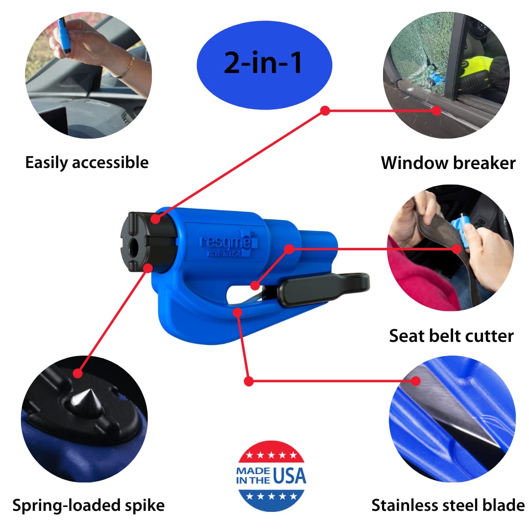 RESQME The Original Compact Emergency Keychain Car Escape Tool, Seatbelt Cutter and Window Breaker, Made in USA, Pack of 2