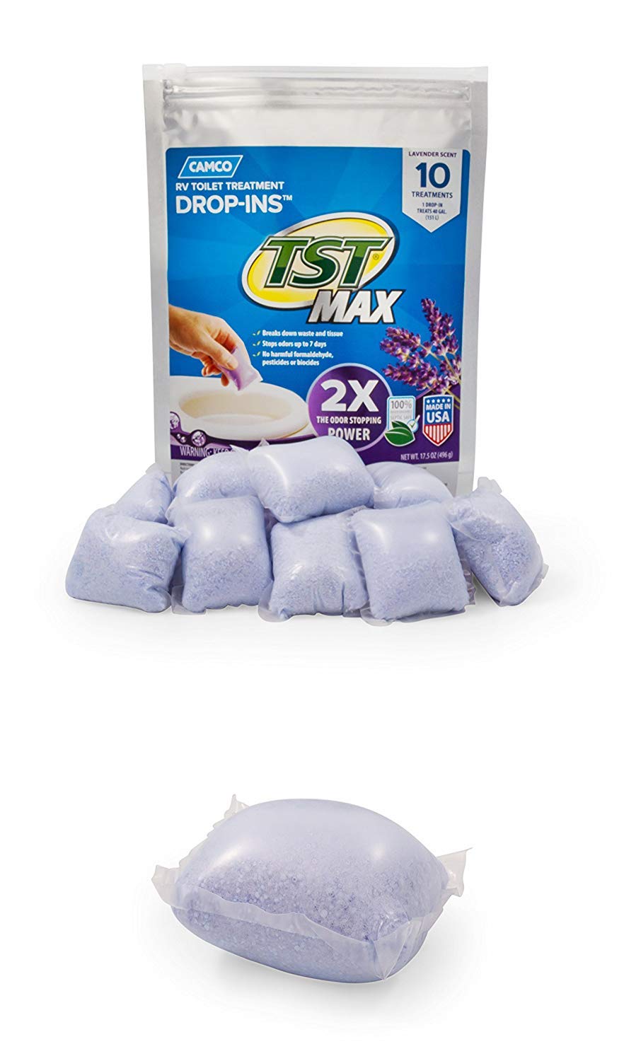 Camco TST MAX RV Toilet Treatment Drop-INs - Orange 30-pk - Made in the USA