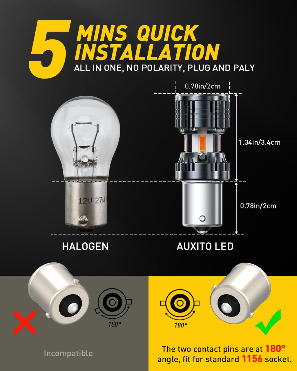 AUXITO 912 921 LED Bulb for Backup Light Reverse Lights High Power 2835 15-SMD Chipsets Error Free T15 906 922 W16W Bulbs, 6000K White, Automotive Light Bulbs (Upgraded, Pack of 2)