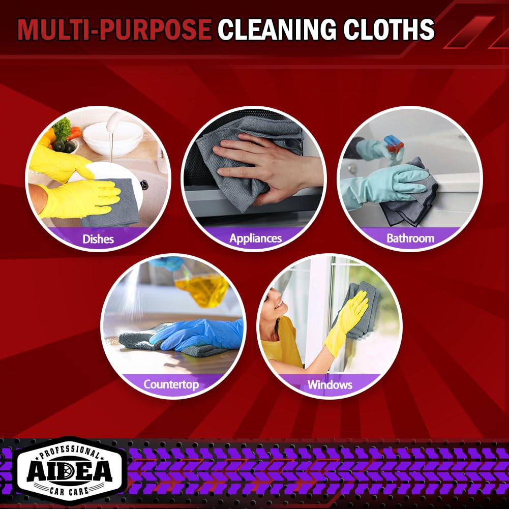 AIDEA Microfiber Cleaning Cloth-50PK, Microfiber Towels for Cars, 12"×12"