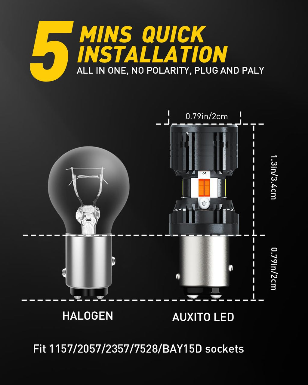 AUXITO 912 921 LED Bulb for Backup Light Reverse Lights High Power 2835 15-SMD Chipsets Error Free T15 906 922 W16W Bulbs, 6000K White, Automotive Light Bulbs (Upgraded, Pack of 2)