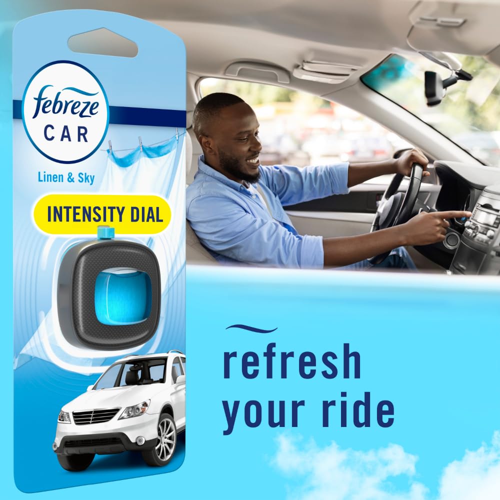 Febreze Car Air Freshener Vent Clip Gain Moonlight Breeze Scent, .07 oz. Car Vent Clip, Pack of 3 and Stay-Fresh Storage Case