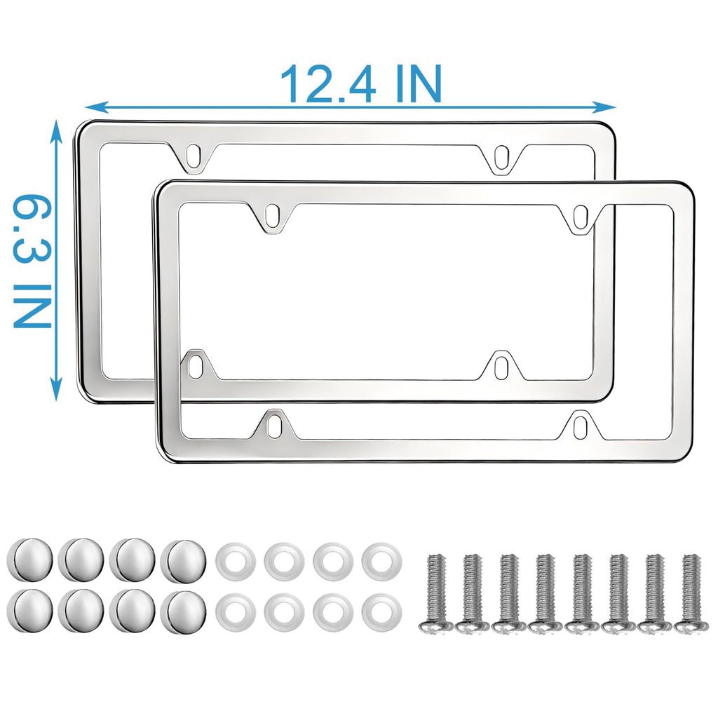 2PCS Premium Matte Black License Plate Frames, Solid Rust-Proof Aluminum Holder with 2 Holes, Universal Car Frame for Women and Man, Including Screws, by Lengnoyp.