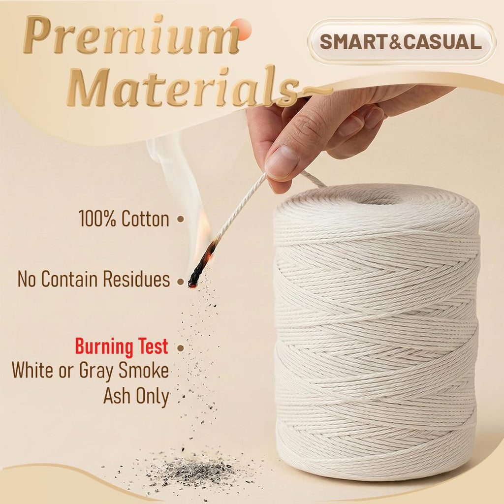 SMART&CASUAL 700 Feet 100% Cotton Butcher Twine String 2mm Food-Grade Cooking Twine for Kitchen Roasting Turkey Sausage Meat Prep Baking Crafts Crocheting Gift Wrapping Gardening