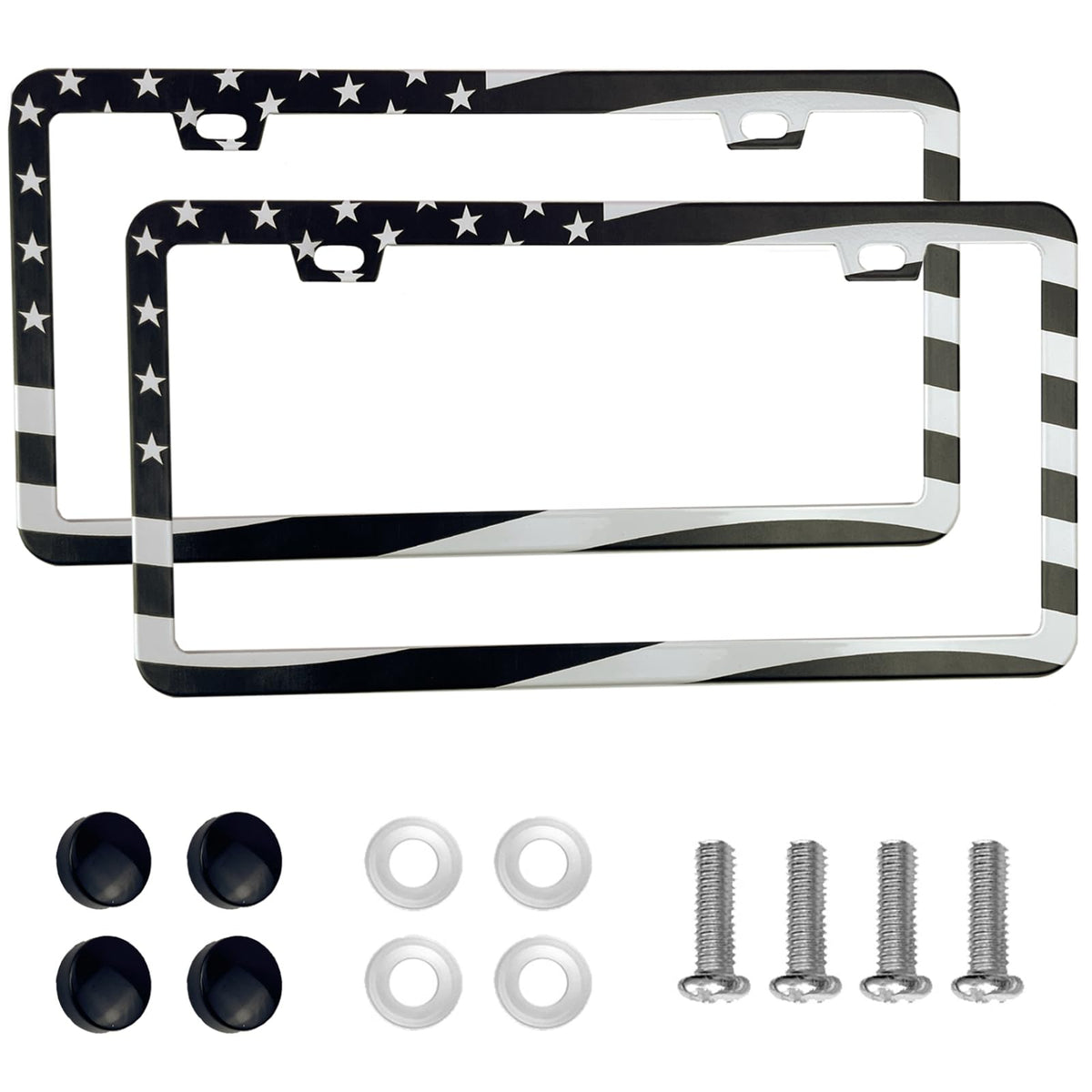 2PCS Premium Matte Black License Plate Frames, Solid Rust-Proof Aluminum Holder with 2 Holes, Universal Car Frame for Women and Man, Including Screws, by Lengnoyp.