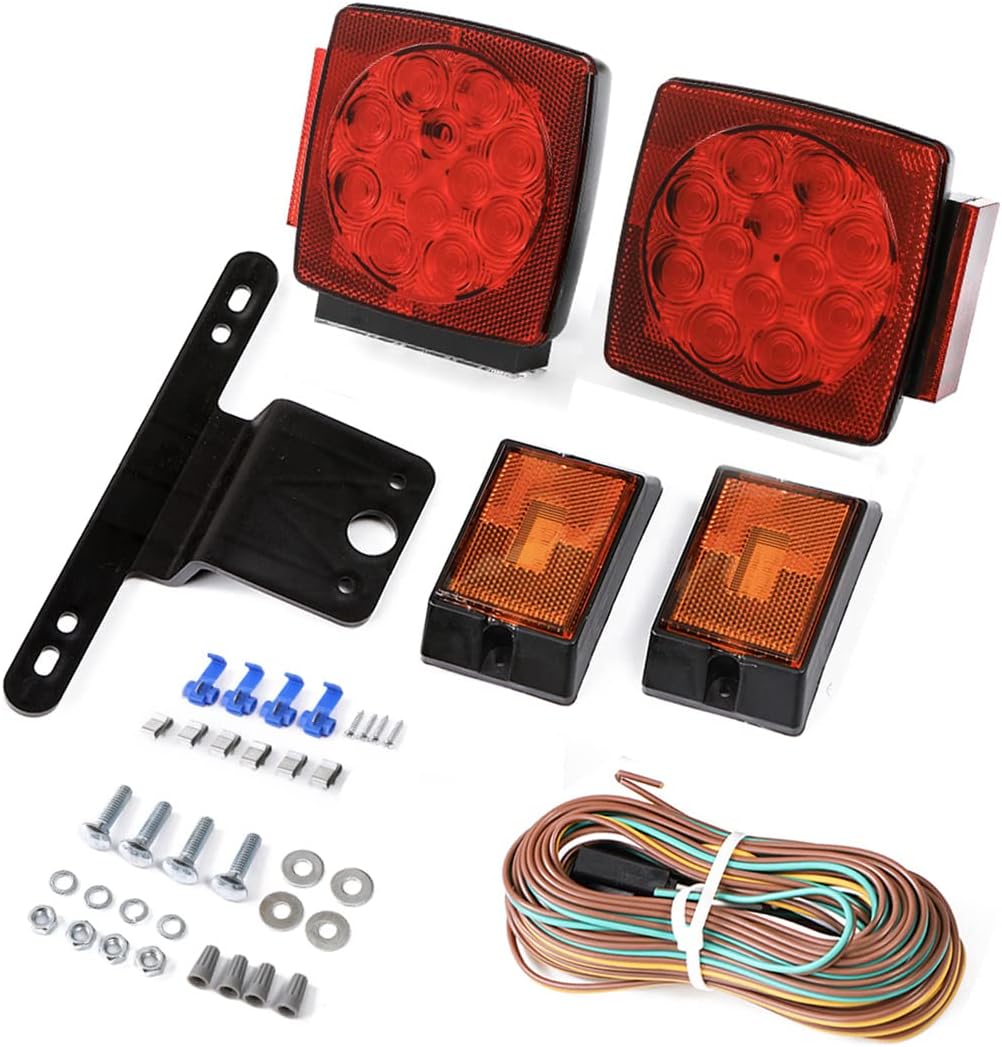 CZC AUTO 12V Submersible LED Trailer Light Kit, Under 80 Inch Boat Utility