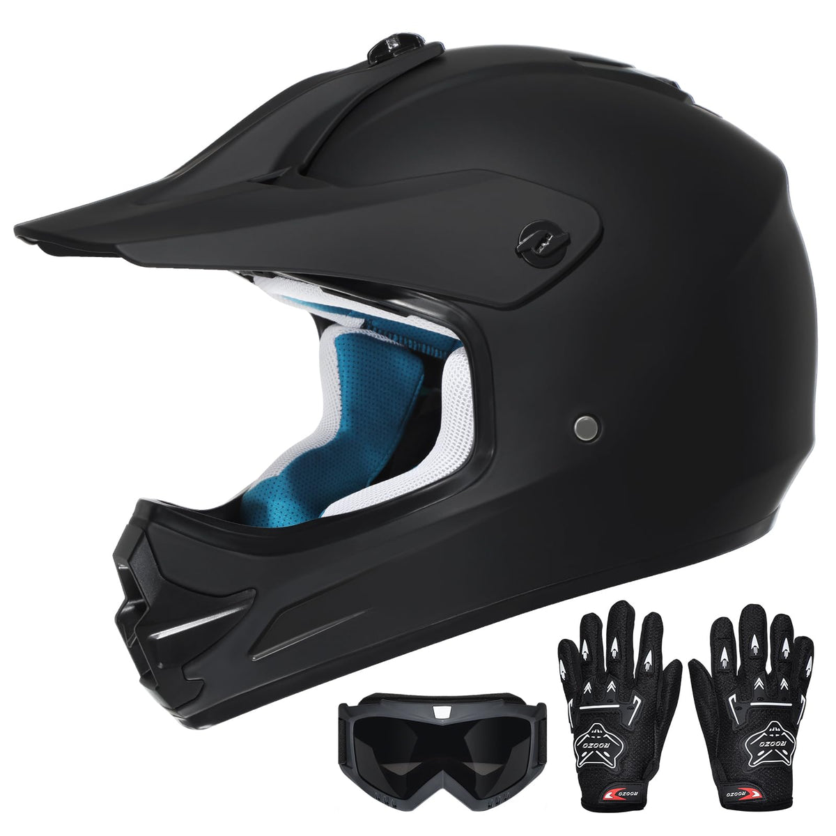 Youth Kids Dirt Bike Helmet DOT Approved, Full Face Motocross Set