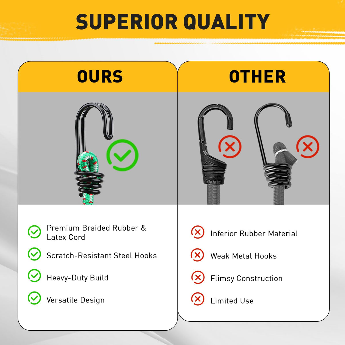 Bungee Cords Heavy Duty Outdoor: 20 Pcs Premium Rubber Bungee Cords with Hooks in a Storage Jar Includes 10", 18", 24", 30", 36", 48" Bungee Cord for Camping, Tent, Fastening Items