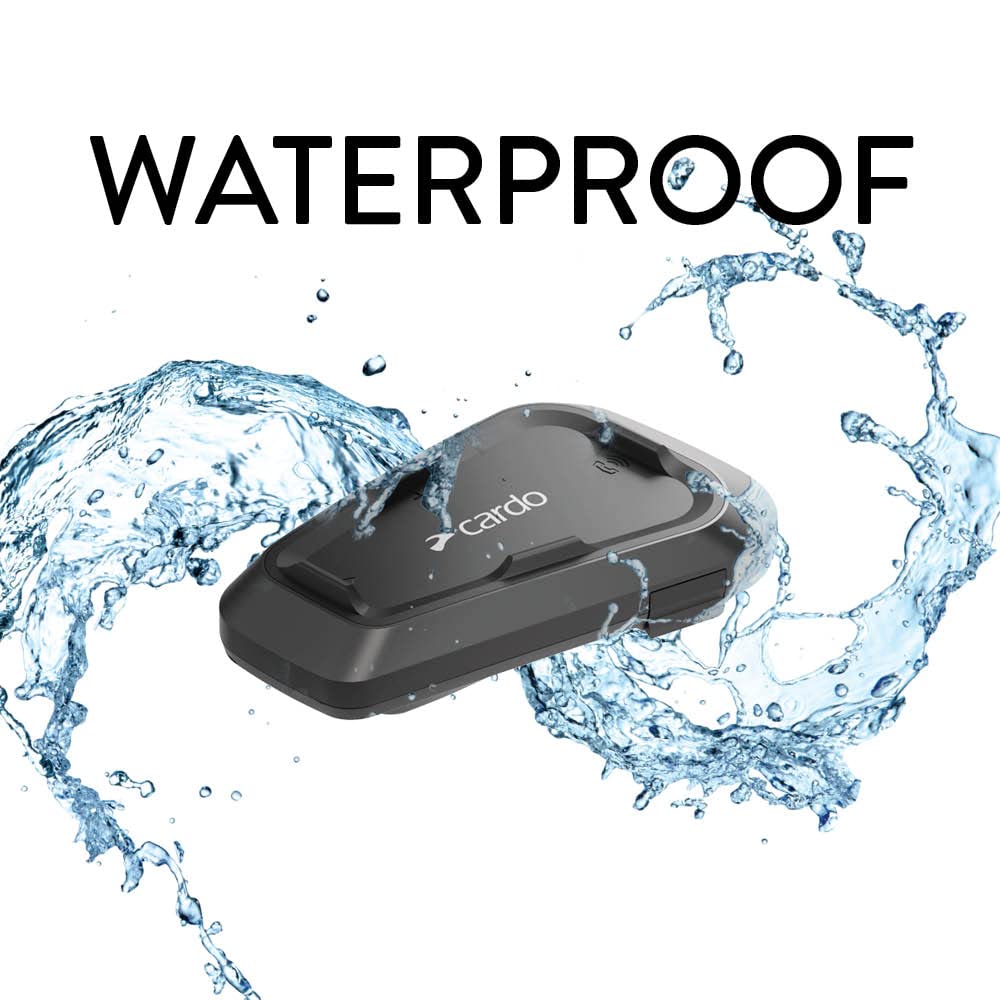 Cardo Systems Spirit Motorcycle Bluetooth Communication Headset, 2-Way Bluetooth, Thin 32mm Speakers, Waterproof, Universal Connectivity - Single Pack