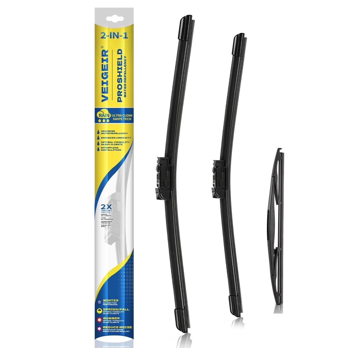 3 Pack Windshield Wiper Blades Compatible with 2007-2017 Jeep Wrangler 2008-2018 Wrangler JK Original Factory Quality Front Rear Wipers Blade Set for My Car - 15" 15" 13"