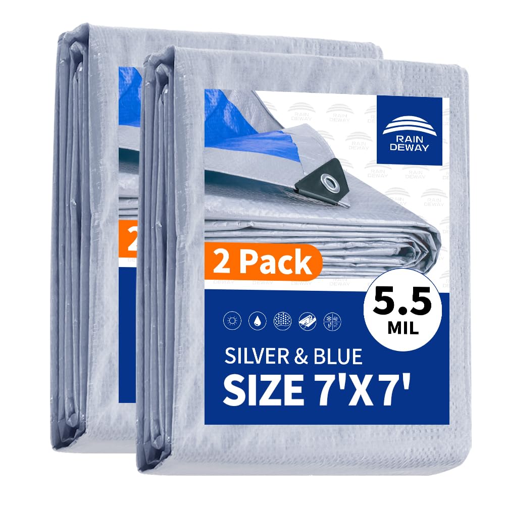 RAINDEWAY Tarps 8x10Ft 5.5 Mil Multipurpose Waterproof Poly Tarp Cover