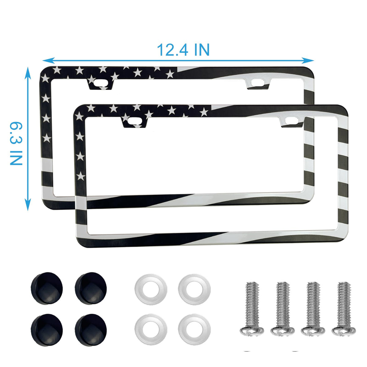 2PCS Premium Matte Black License Plate Frames, Solid Rust-Proof Aluminum Holder with 2 Holes, Universal Car Frame for Women and Man, Including Screws, by Lengnoyp.