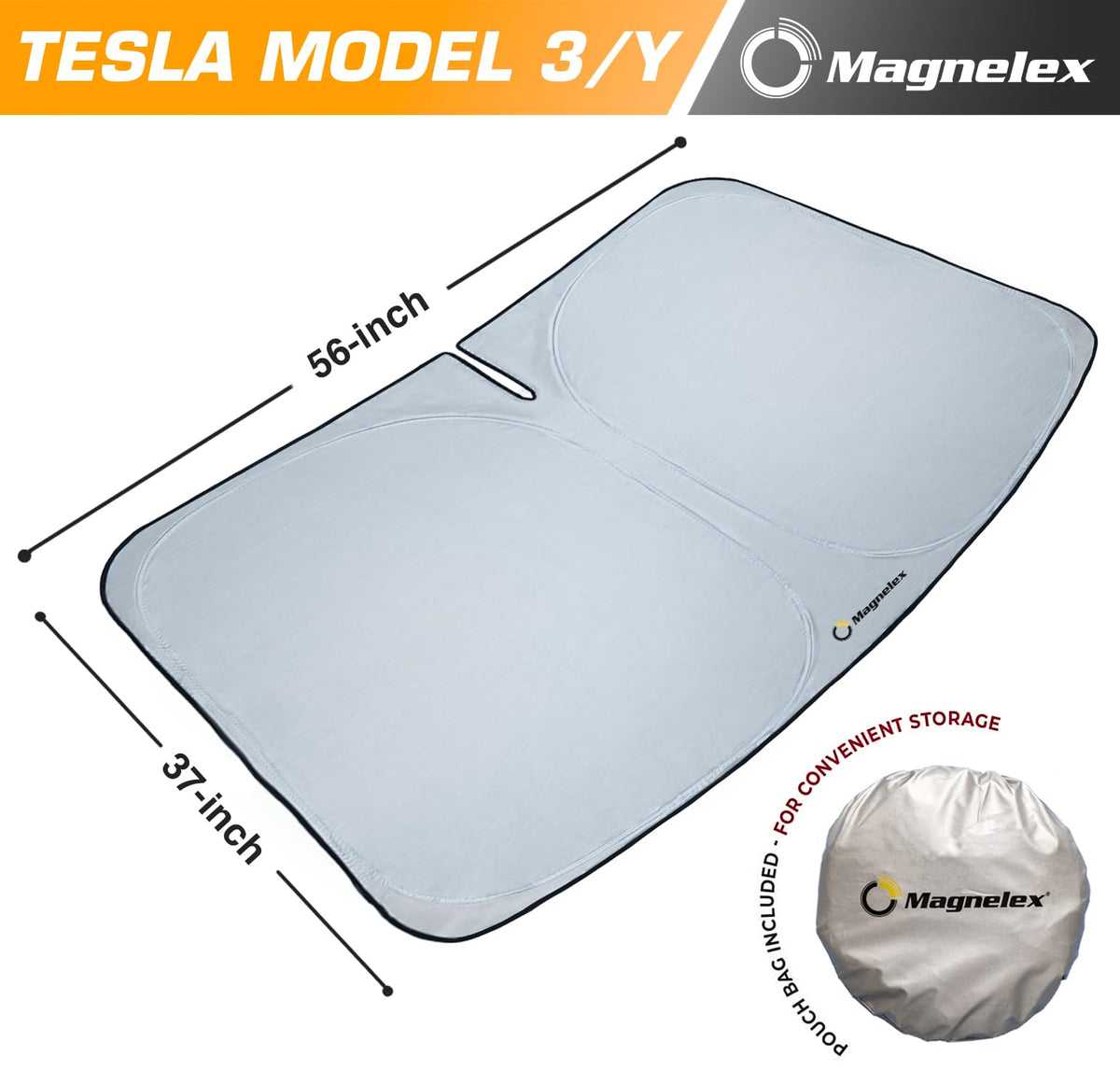 Magnelex Car Windshield Sunshade – Double-Layer Design for 2X Heat Blocking, Blocks UV Rays, Foldable Sun Shade for Cars, Trucks & SUVs, Keeps Interior Cooler, Medium (59 x 31 in)