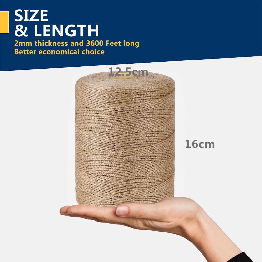 SMART&CASUAL 2mm Natural Jute Twine String Thin for Craft Plant Garden Gift Wrapping Christmas Handmade Art Decoration Packing String Home Art Decoration (Brown) (800 Ft (244M))
