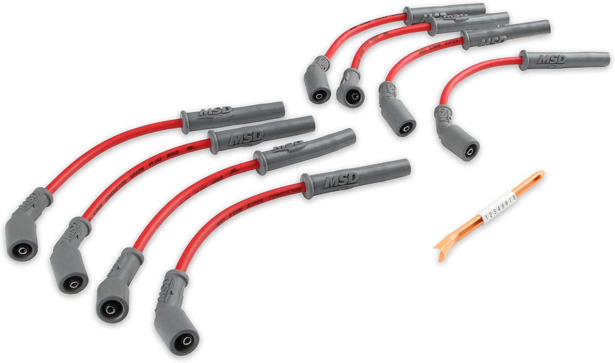 MSD 32829 Super Conductor Spark Plug Wire Set, Red