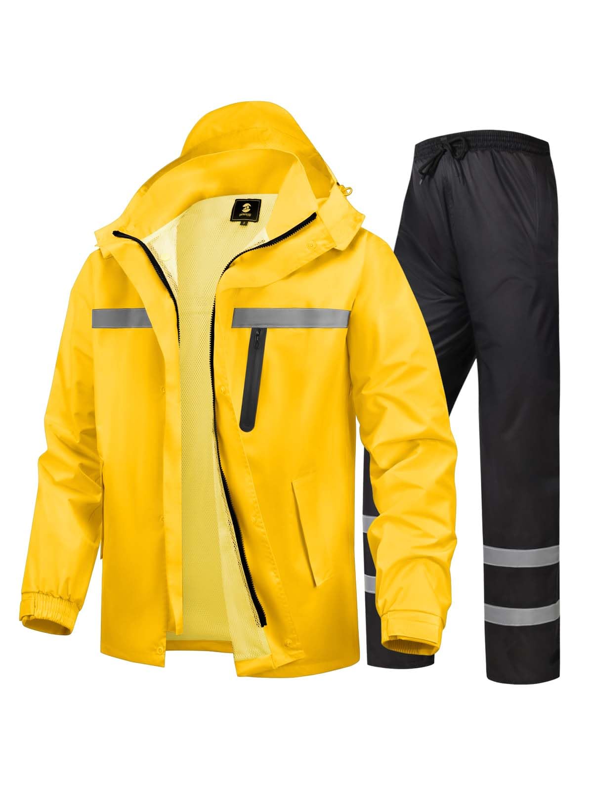Men's Rain Suit High Visibility Reflective Work Rain Jacket Pants for All Sport Farm Fishing Motorcycle