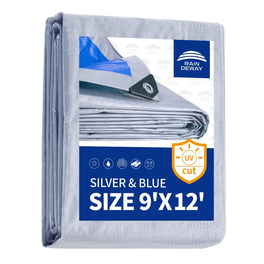 RAINDEWAY Tarps 8x10Ft 5.5 Mil Multipurpose Waterproof Poly Tarp Cover