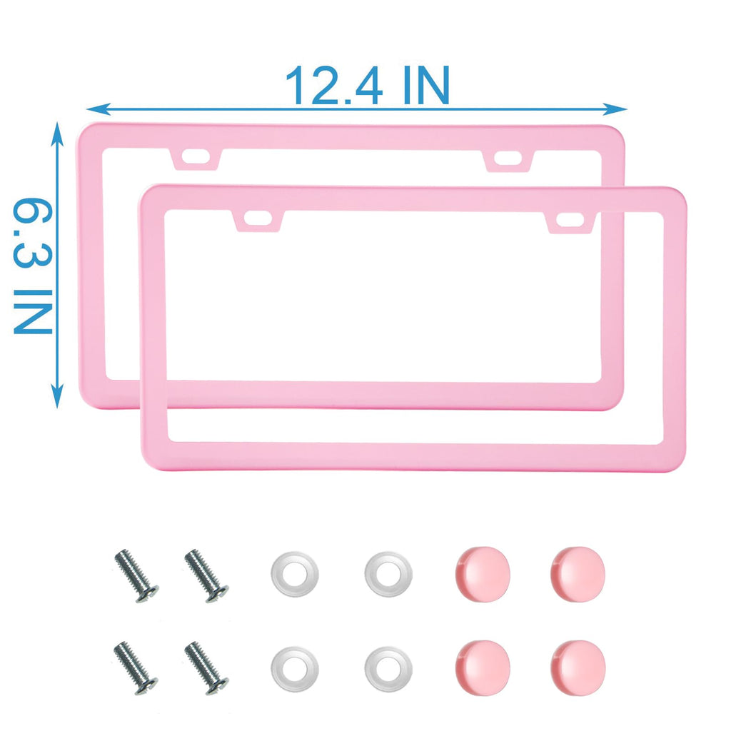2PCS Premium Matte Black License Plate Frames, Solid Rust-Proof Aluminum Holder with 2 Holes, Universal Car Frame for Women and Man, Including Screws, by Lengnoyp.