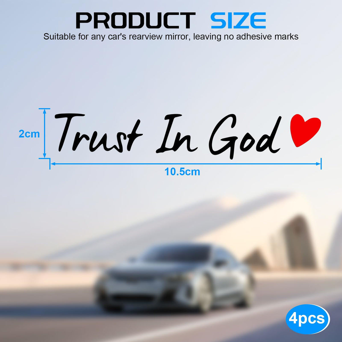 JUSTTOP 4PCS Car Decal,Decorative Rearview Mirror Sticker,I Love You Drive Safe Car Sticker,Auto Sticker and Decal,Car Decor for Women,Car Accessories,Fits Most Vehicles,Direct-Stick(Black&Red)