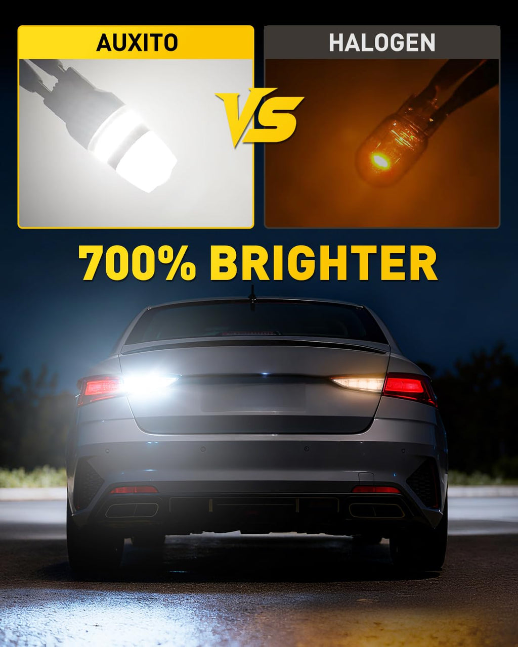AUXITO 194 LED Bulb 6000K White Dome Light, 168 2825 W5W T10 Wedge 24-SMD 3014 Chipsets Error Free LED Replacement Light for Car Interior LED Dome Map Door License Marker Lights, Pack of 10